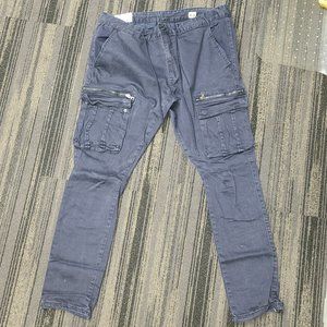 Smoke Rise Skinny Drawstring Cargo Chino Navy Blue Pants Size 40